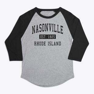 Nasonville Rhode Island Classic Established Premium Baseball Tee
