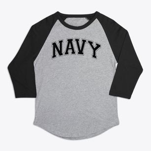 Navy Elementary School Varsity Arch Premium Baseball Tee