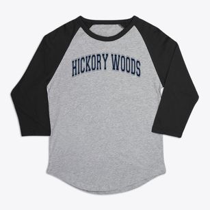 Hickory Woods Elementary School Varsity Arch Premium Baseball Tee
