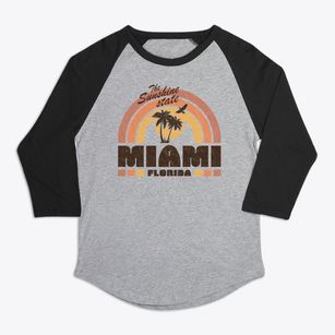 Miami Florida Retro Beach Premium Baseball Tee