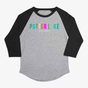 Potter Lake Wisconsin Color Pop Premium Baseball Tee
