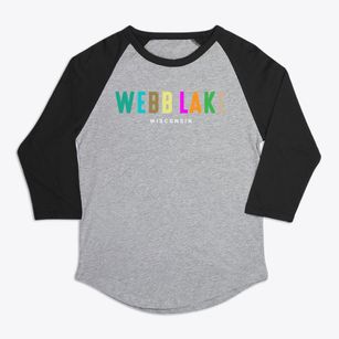 Webb Lake Wisconsin Color Pop Premium Baseball Tee