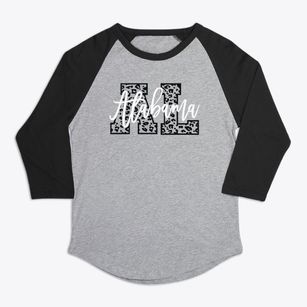  Alabama Leopard Text Premium Baseball Tee