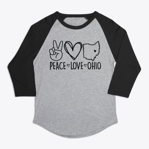  Ohio Peace Love Premium Baseball Tee