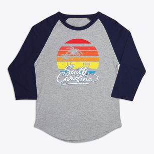 York South Carolina Palm Tree Sunset Premium Baseball Tee