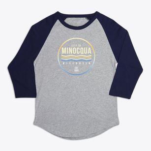Minocqua Wisconsin Color Fade Premium Baseball Tee