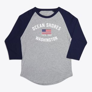Ocean Shores Washington Patriot Premium Baseball Tee