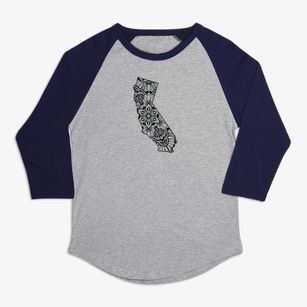  California Flower Art Premium Baseball Tee