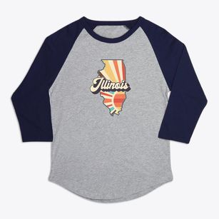  Illinois Retro Art Premium Baseball Tee