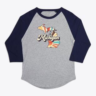 Michigan Retro Art Premium Baseball Tee