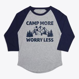   Camp More Worry Less Premium Baseball Tee