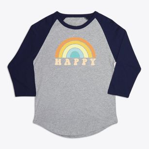   Happy Rainbow Sun Premium Baseball Tee