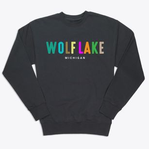 Wolf Lake Michigan Color Pop Premium Crewneck Sweatshirt