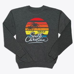 Fair Play South Carolina Palm Tree Sunset Premium Crewneck Sweatshirt