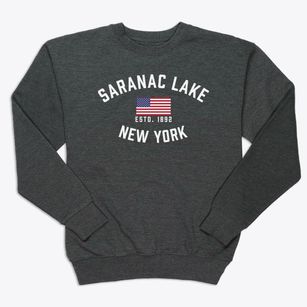 Saranac Lake New York Patriot Premium Crewneck Sweatshirt