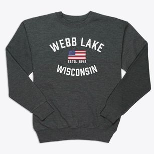 Webb Lake Wisconsin Patriot Premium Crewneck Sweatshirt