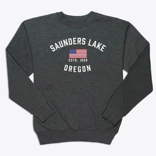Saunders Lake Oregon Patriot Premium Crewneck Sweatshirt