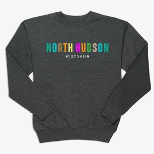 North Hudson Wisconsin Color Pop Premium Crewneck Sweatshirt