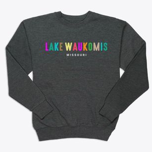 Lake Waukomis Missouri Color Pop Premium Crewneck Sweatshirt