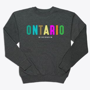 Ontario Wisconsin Color Pop Premium Crewneck Sweatshirt