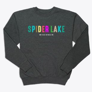 Spider Lake Wisconsin Color Pop Premium Crewneck Sweatshirt