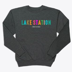 Lake Station Indiana Color Pop Premium Crewneck Sweatshirt