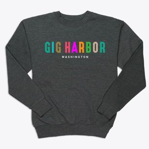 Gig Harbor Washington Color Pop Premium Crewneck Sweatshirt