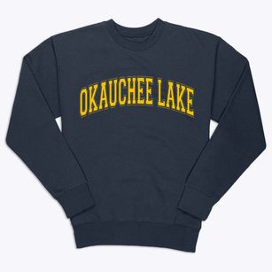 Okauchee Lake Wisconsin Varsity Premium Crewneck Sweatshirt