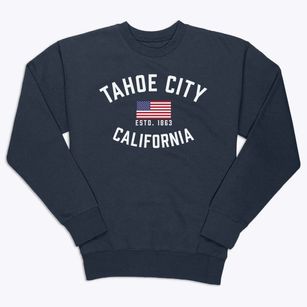 Tahoe City California Patriot Premium Crewneck Sweatshirt