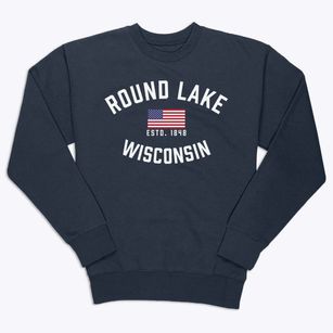 Round Lake Wisconsin Patriot Premium Crewneck Sweatshirt