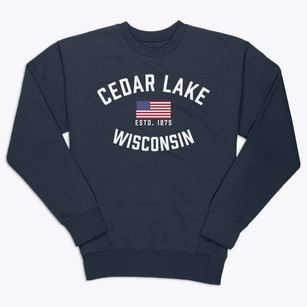 Cedar Lake Wisconsin Patriot Premium Crewneck Sweatshirt