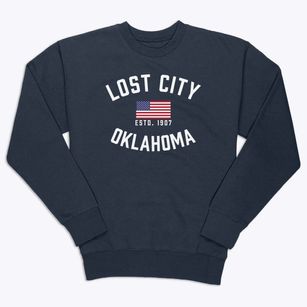 Lost City Oklahoma Patriot Premium Crewneck Sweatshirt