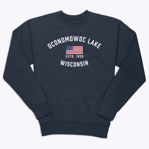 Oconomowoc Lake Wisconsin Patriot Premium Crewneck Sweatshirt