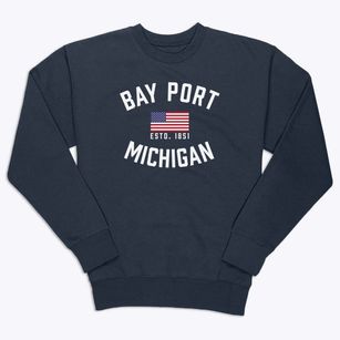 Bay Port Michigan Patriot Premium Crewneck Sweatshirt