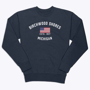 Birchwood Shores Michigan Patriot Premium Crewneck Sweatshirt