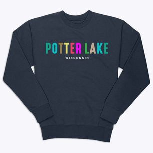 Potter Lake Wisconsin Color Pop Premium Crewneck Sweatshirt
