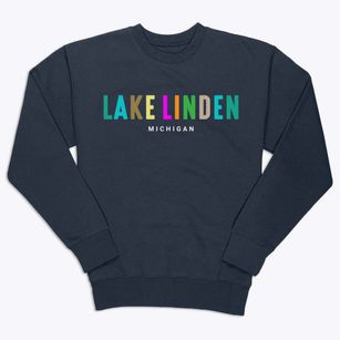 Lake Linden Michigan Color Pop Premium Crewneck Sweatshirt