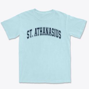 St Athanasius Parish Varsity Arch Premium Heavyweight T-shirt