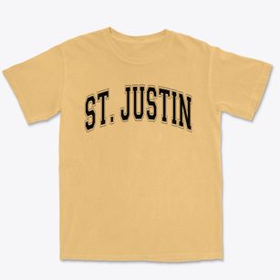 St Justin Parish Varsity Arch Premium Heavyweight T-shirt