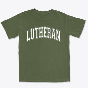 Lutheran High School Varsity Arch Premium Heavyweight T-shirt