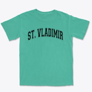 St. Vladimir Ukrainian Catholic Church Varsity Arch Premium Heavyweight T-shirt