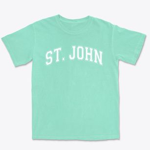 Saint John Chrysostom School Varsity Arch Premium Heavyweight T-shirt