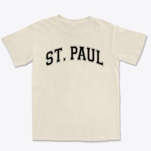 Saint Paul Apostle Preschool Varsity Arch Premium Heavyweight T-shirt