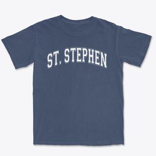 St Stephen Parish Varsity Arch Premium Heavyweight T-shirt