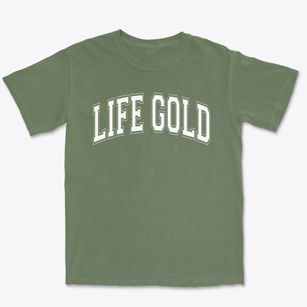 Life School Gold Varsity Arch Premium Heavyweight T-shirt