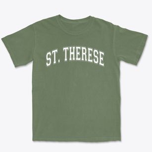 St. Therese Of Lisieux Varsity Arch Premium Heavyweight T-shirt