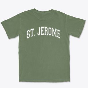 St Jerome Parish Varsity Arch Premium Heavyweight T-shirt