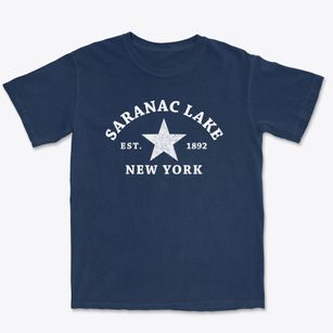 Saranac Lake New York Star Premium Heavyweight T-shirt