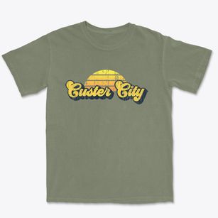 Custer City Oklahoma Sublime Sunset Premium Heavyweight T-shirt