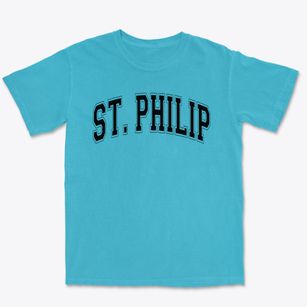 Saint Philip Of Jesus School Varsity Arch Premium Heavyweight T-shirt